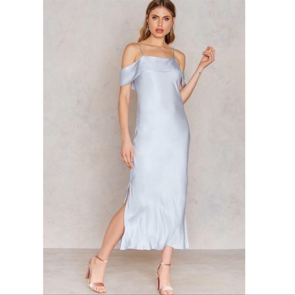 Bardot Dawn Light Blue Cold Shoulder Slip Dress Size US 4 Size XS - Picture 2 of 15